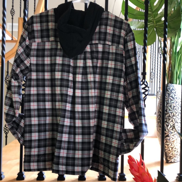 Eddie Bauer Stine's Favorite Flannel Cotton Hoodie Shirt Jacket with 3 Pockets M - Picture 3 of 12